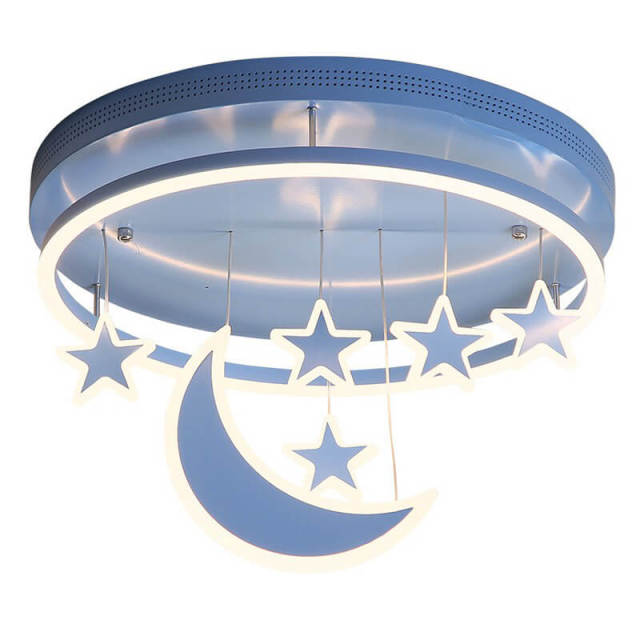 OOVOV Childrens Ceiling Pendant Lights Cartoon Star Moon Ceiling Lighting Chandelier for Kids Room Bedroom Boy Girl Room With LED light source