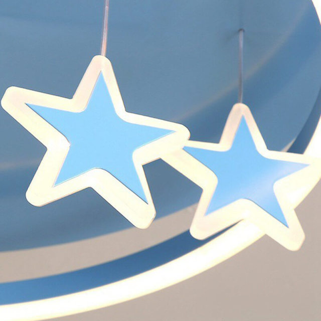 OOVOV Childrens Ceiling Pendant Lights Cartoon Star Moon Ceiling Lighting Chandelier for Kids Room Bedroom Boy Girl Room With LED light source