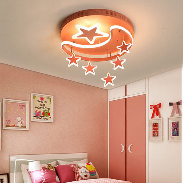 OOVOV LED Ceiling Light Flush Mount Lighting Fixtures with Star Pendant 36W Modern Ceiling Lamp Not Dimmable for Baby Room Bedroom Kids Room 6000K