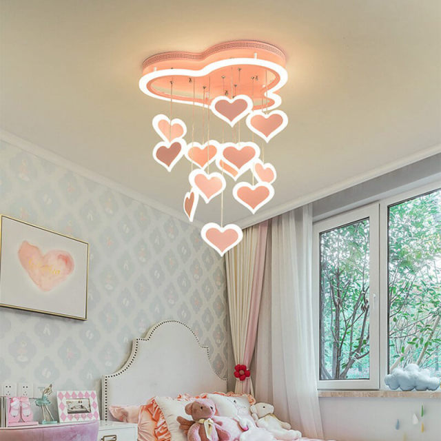 Ceiling Hanging Light Fixture LED Heart Shape Decoration Lamp - Warm White