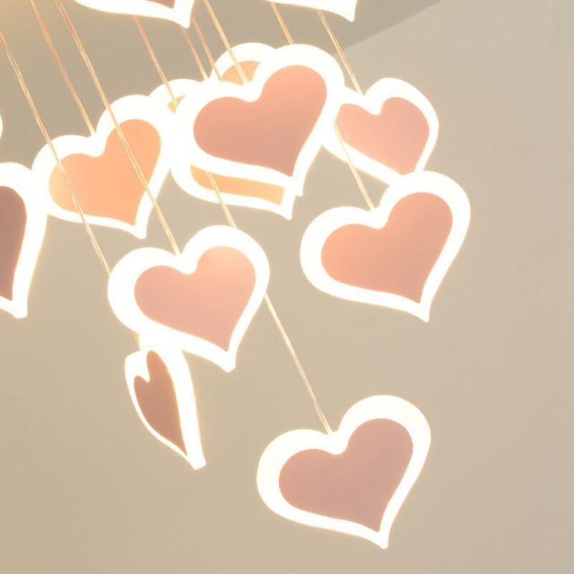 Ceiling Hanging Light Fixture LED Heart Shape Decoration Lamp - Warm White