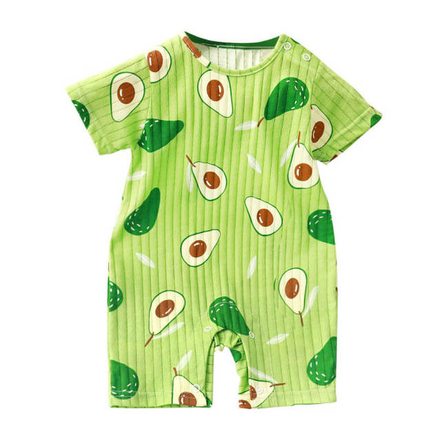 OOVOV Baby Boys Cotton Romper Summer Clothes Outfit,Avocado Strawberry Printing Infants Clothes Romper Jumpsuit