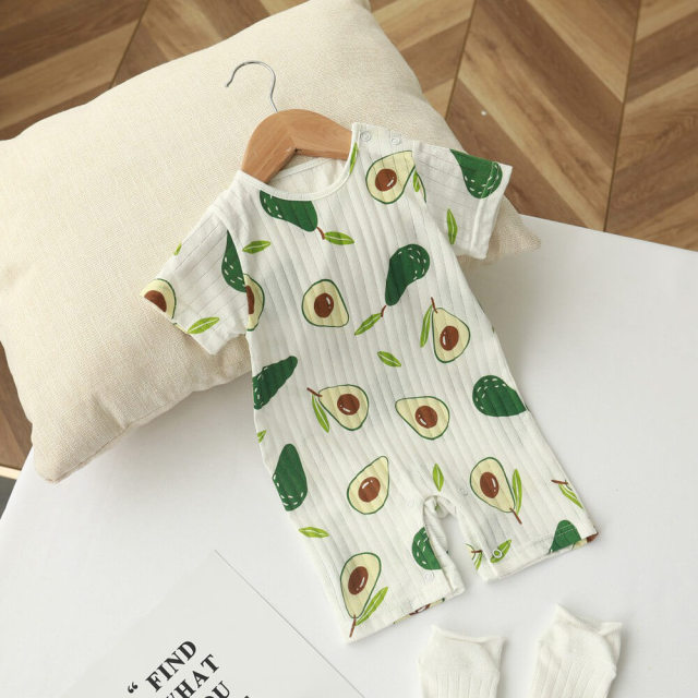 OOVOV Baby Boys Cotton Romper Summer Clothes Outfit,Avocado Strawberry Printing Infants Clothes Romper Jumpsuit