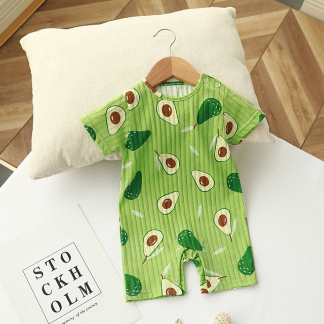 OOVOV Baby Boys Cotton Romper Summer Clothes Outfit,Avocado Strawberry Printing Infants Clothes Romper Jumpsuit