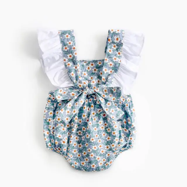 OOVOV Baby Girl Ruffle Floral Rompers Sleeveless Toddler Cotton Romper Bodysuit Jumpsuit Baby Summer Clothes