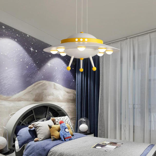 OOVOV Cartoon Childrens Room Pendant Lights Creative UFO Pendant Lamp Chandelier with LED Light Sources for Kids Room Bedroom Boys Room