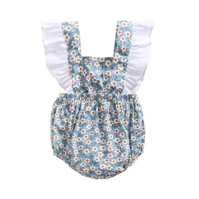 OOVOV Baby Girl Ruffle Floral Rompers Sleeveless Toddler Cotton Romper Bodysuit Jumpsuit Baby Summer Clothes