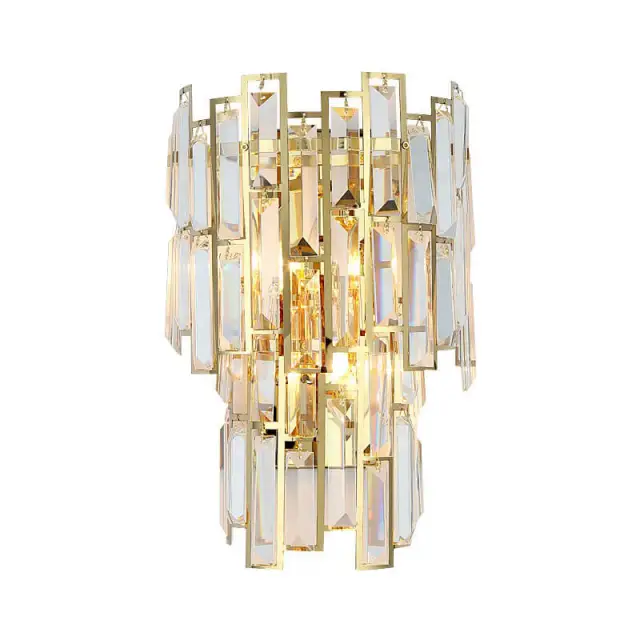 OOVOV Crystal Wall Light Modern Gold Wall Sconce Night Light Fixture for Room Lighting Bedroom Bedside Living Room Hallway 2*E14 Socket