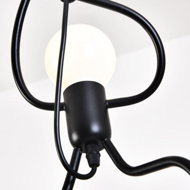 OOVOV Black Pendant Lighting Creative Little People 3 Lights Adjustable Hanging Lights for Bedroom Decor Iron Chandeliers for Indoor Dining Room