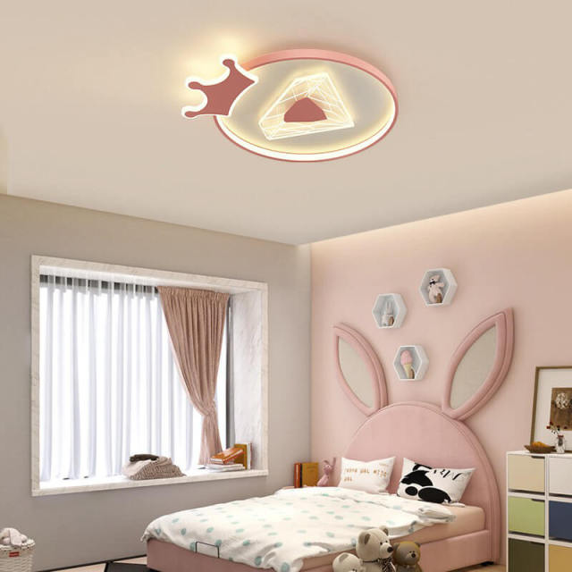 OOVOV Childrens Room Ceiling Light Fixture 6000k LED Creative Crown Ceiling Lights for Princess Room Baby Room Bedroom Cartoon Style