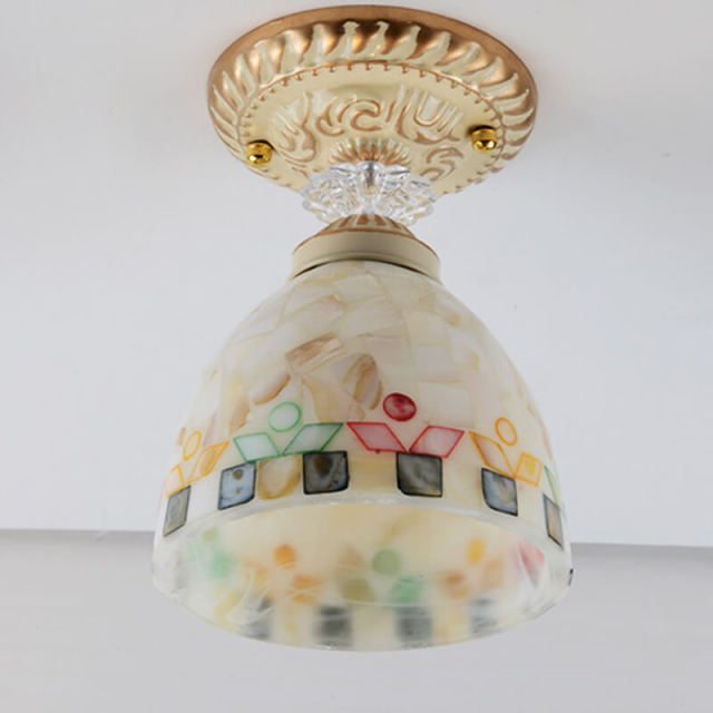 OOVOV Mediterranean Shell Ceiling Light Mosaics Hallway Balcony Ceiling Lamps Corridor Entrance Foyer Ceiling Lamp