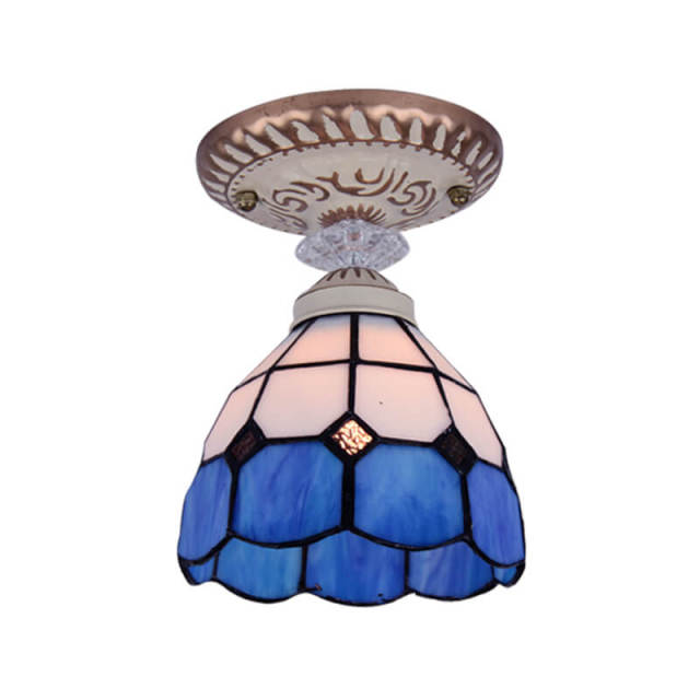 OOVOV Tiffany Glass Small Ceiling Lamp Fixtures European Entrance Foyer Hallway Corridor Kitchen Balcony Ceiling Light