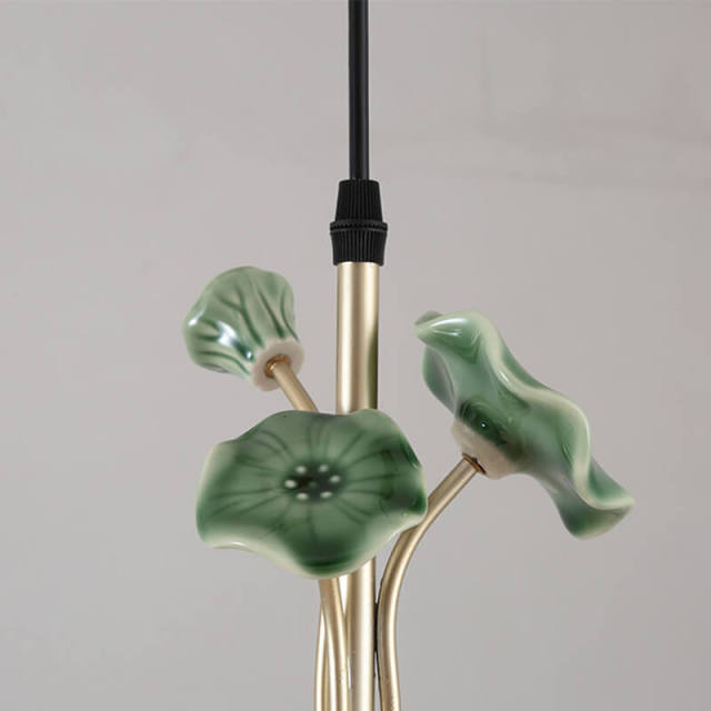 OOVOV Chinese Style Small Pendant Light - 1 Light Lotus Flower Pendant Lighting for Bedroom Study Room Balcony Hallway D12 inch E14 Bulb Socket