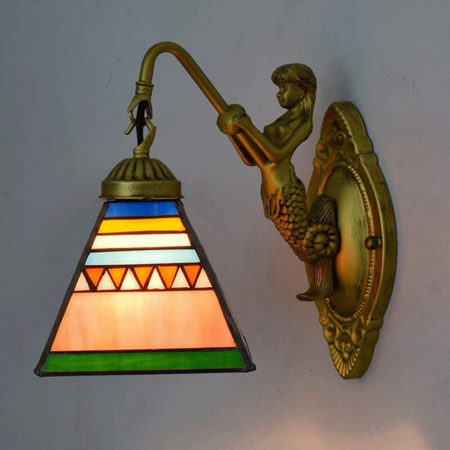 Tiffany Wall Light 3.9&quot; Wide 1-Light Retro Wall Sconces with Stained Glass Shade