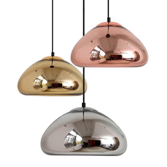 OOVOV Pendant Lighting Fixture Industrial Copper Brass Bowl Glass Chandelier Ceiling lamp for Bedroom Kitchen Dining Room Decoration Lighting