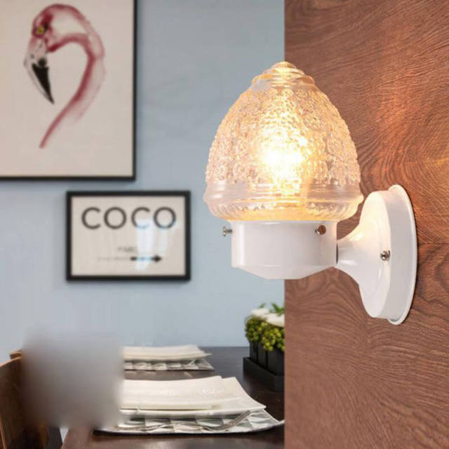 OOVOV Outdoor Waterproof Wall Light Indoor Iron Wall Lamp With Glass Lampshade for Living Room Bedroom Study Room Balcony Aislea