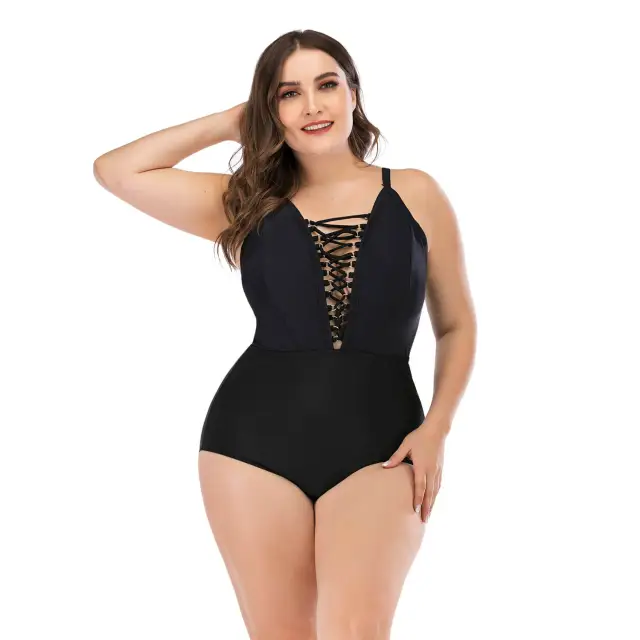 2021 New Sexy One Piece Swimsuit Women Front Corss Bandage Bathing Suits Vintage Swimwear Summer Beach Wear Swim Suit Plus Size
