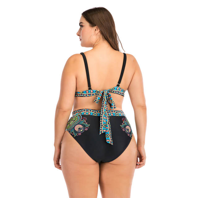 Women Bikini Swimsuit Sexy Plus Large Size Print Beachwear Swimming Beach Suit Two Pieces