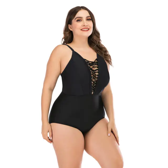 2021 New Sexy One Piece Swimsuit Women Front Corss Bandage Bathing Suits Vintage Swimwear Summer Beach Wear Swim Suit Plus Size