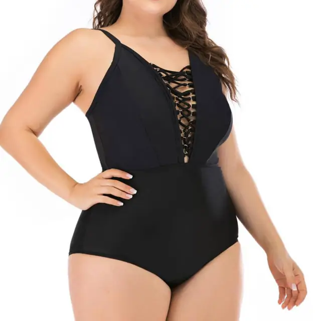 2021 New Sexy One Piece Swimsuit Women Front Corss Bandage Bathing Suits Vintage Swimwear Summer Beach Wear Swim Suit Plus Size