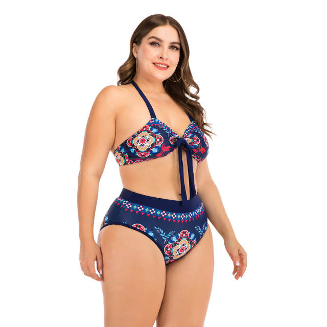 Plus Size Bikini for Women Two Pieces Flower Print Swimsuit Swimming Beach Suit
