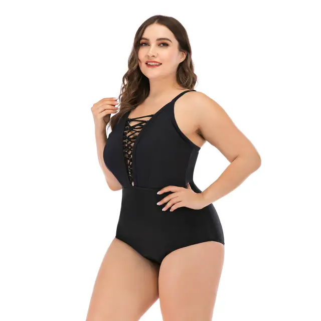 2021 New Sexy One Piece Swimsuit Women Front Corss Bandage Bathing Suits Vintage Swimwear Summer Beach Wear Swim Suit Plus Size