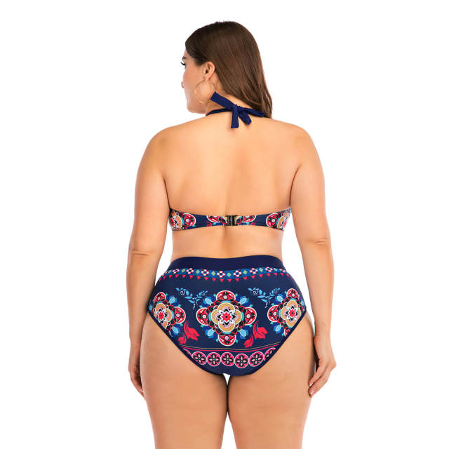 Plus Size Bikini for Women Two Pieces Flower Print Swimsuit Swimming Beach Suit