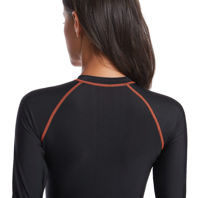 OOVOV Athletic Rash Guard Women One Piece Swimsuits Long Sleeve Swimwear Zipper Racing Water Exercises Bathing Suit