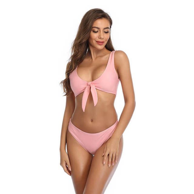 OOVOV Women's Padded Push up Bikini Sets Tie Knot Two Piece Swimsuit for Women Bathing Suits