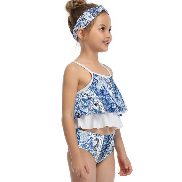 OOVOV Girls Printing Bathing Suits Ruffle Flounce Two Piece Swimsuits Baby Girl High Waist Swimwear