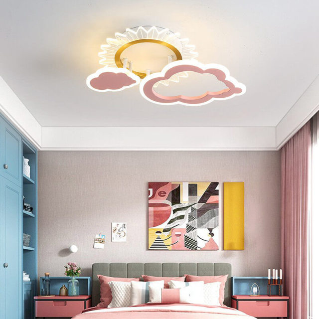 OOVOV Sun Flower Ceiling Fixture LED Ceiling Light Acrylic Cloud Childrens Lighting for Boys and Grils Bedroom Kids Room Study Room