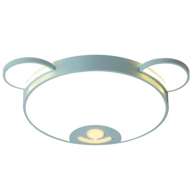 OOVOV LED Ceiling Lights Cartoon Bear Shape Flush Mount Ceiling Light Fixture For Childrens Room Baby Room Bedroom Pink Lighting