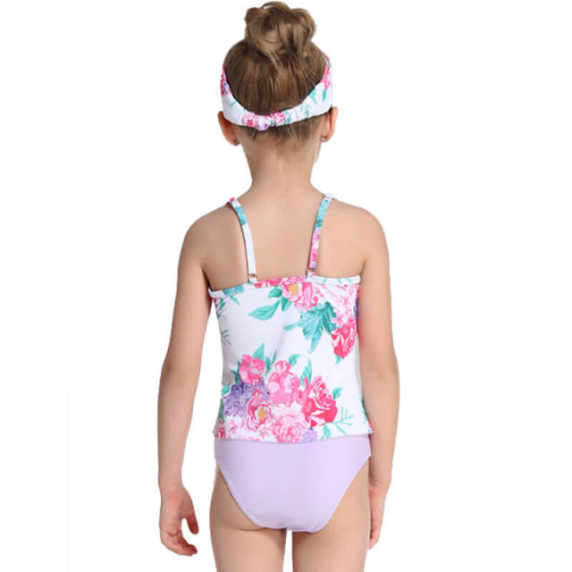 OOVOV Two Pieces Swimsuit Girls Floral Printing Ruffle Bikini Set Tankini Bathing Suits