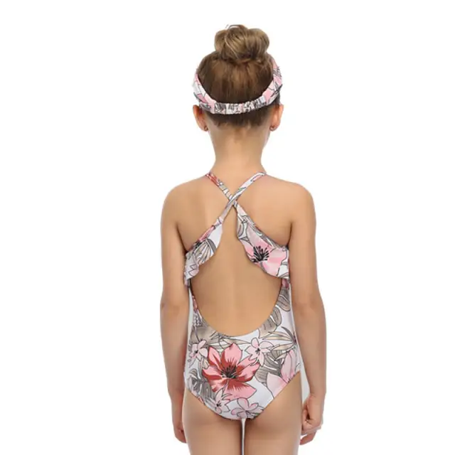 OOVOV Girls One Pieces Swimsuit Cute Printing Ruffle Swimwear Bathing Suits 2-15 Years