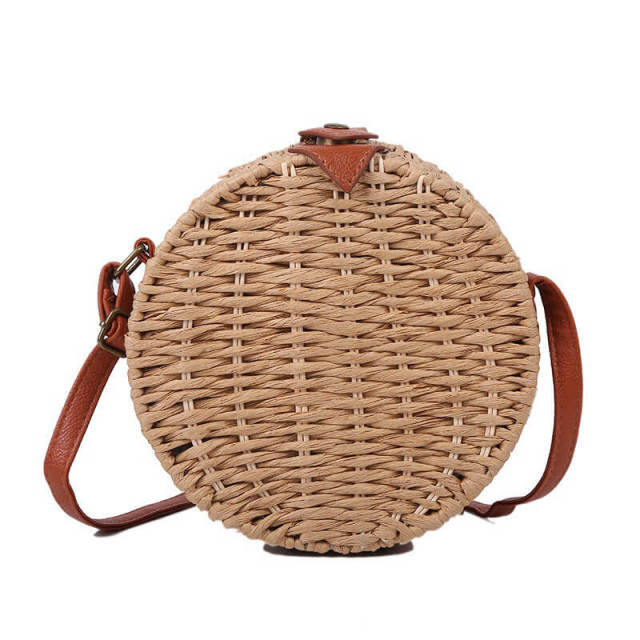 OOVOV Shoulder Straw Bag for Women Handwoven Round Rattan Crossbody Bag