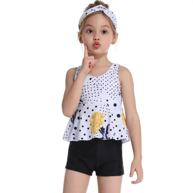 OOVOV Toddler Girls Swimwear Printing Swimsuit Two Piece Tankini Summer Beach Bathing Suit With Boxer Shorts