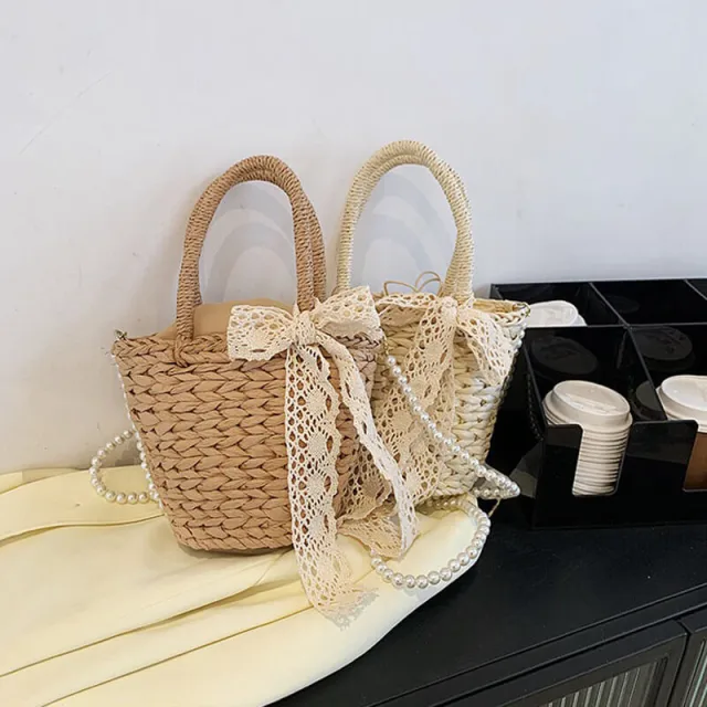 Women Straw Crossbody Bag Summer Rattan Shoulder Bag Handbag