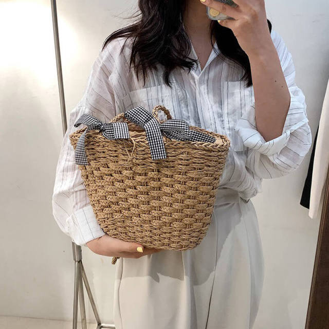 OOVOV Straw Shoulder Bag For Women Summer Beach Bag Picnic Bag Handmade Woven Handbag