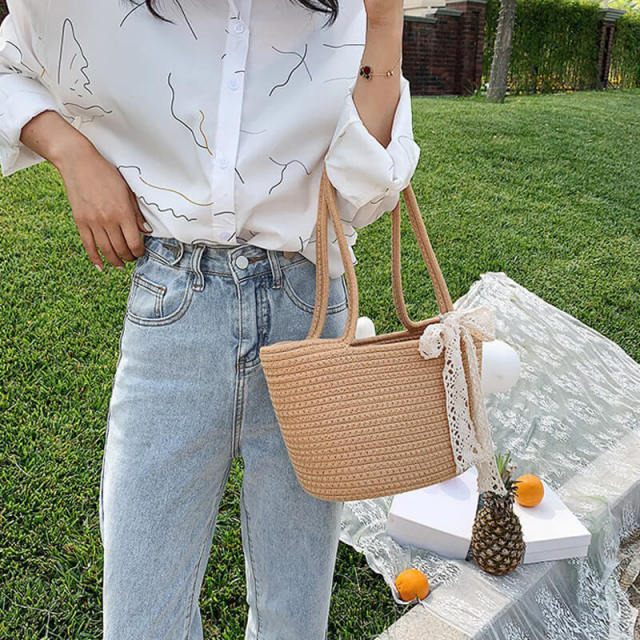 OOVOV Women Straw Bags,Summer Beach Large Tote Bag Handmade Woven Shoulder Handbag