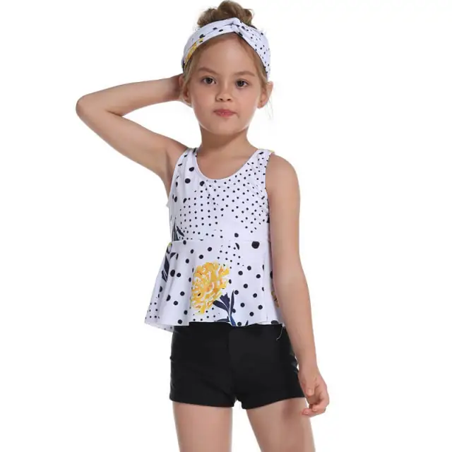 OOVOV Toddler Girls Swimwear Printing Swimsuit Two Piece Tankini Summer Beach Bathing Suit With Boxer Shorts