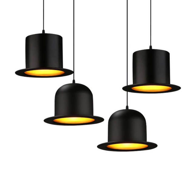 Hallway Metal Hats Pendant Lamps Black Painted Modern Corridor droplight Dining Room milord Hat Halway Porch Hanging Lights