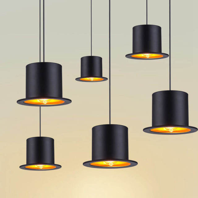 Hallway Metal Hats Pendant Lamps Black Painted Modern Corridor droplight Dining Room milord Hat Halway Porch Hanging Lights