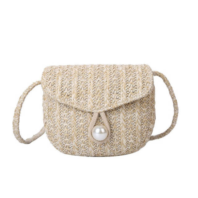 OOVOV Straw Shoulder Bag, Straw Clutch Women Handmade Straw Crossbody Bag Summer Beach Shell Bag