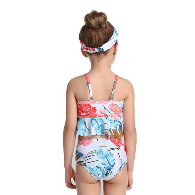 OOVOV Children Swimsuits,Girls Ruffle Sling Tankini Top With Printing Shorts Two Piece Summer Swimwear Bathing Suit