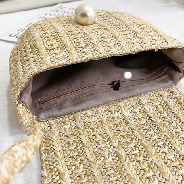 OOVOV Straw Shoulder Bag, Straw Clutch Women Handmade Straw Crossbody Bag Summer Beach Shell Bag