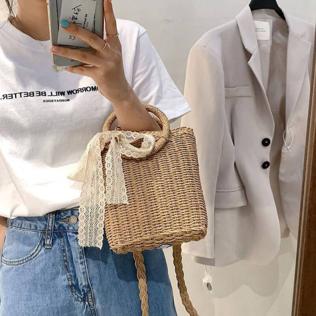 OOVOV Straw Tote Bag For Women Summer Handwoven Bag Beach Handbag Shoulder Bag