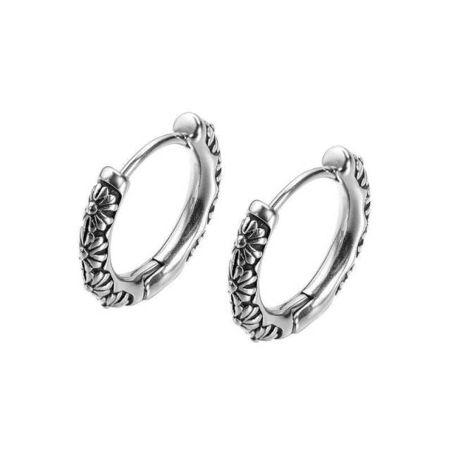 OOVOV Men's Earrings,Stud Earrings for Men,Street Hip Hop Stainless Steel Hoop Jewelry Stud Earrings Men and Women