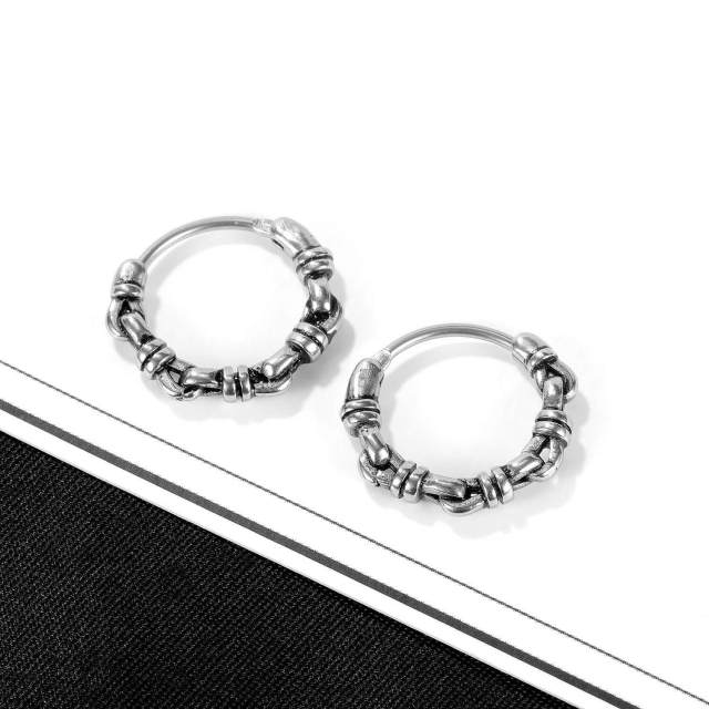 OOVOV Men's Earrings,Stud Earrings for Men,Street Hip Hop Stainless Steel Hoop Jewelry Stud Earrings Men and Women