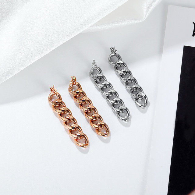 OOVOV Chain Link Drop Dangle Earrings,Bar Studs Earrings for Women,Teen Girls Minimalist Bar Earring with Chain Dangle Earrings