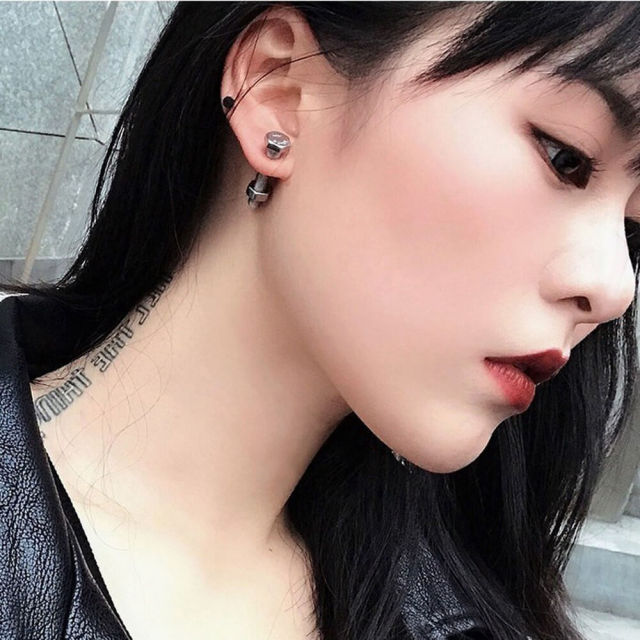 OOVOV Stainless Steel Men Women Screw Stud Earrings,Ear Piercing Plugs Tunnel Punk Hip Hop Style Jewelry